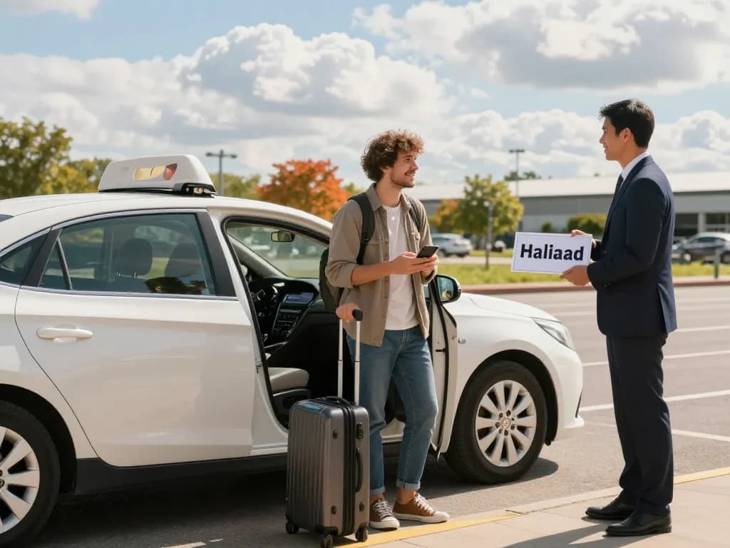 Airport transfer service welcoming travelers at Halifax Airport with a professional driver and luxury taxi.