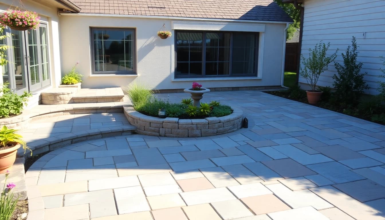 Beautiful patio showcasing premium paving slabs designed for durability and elegance.