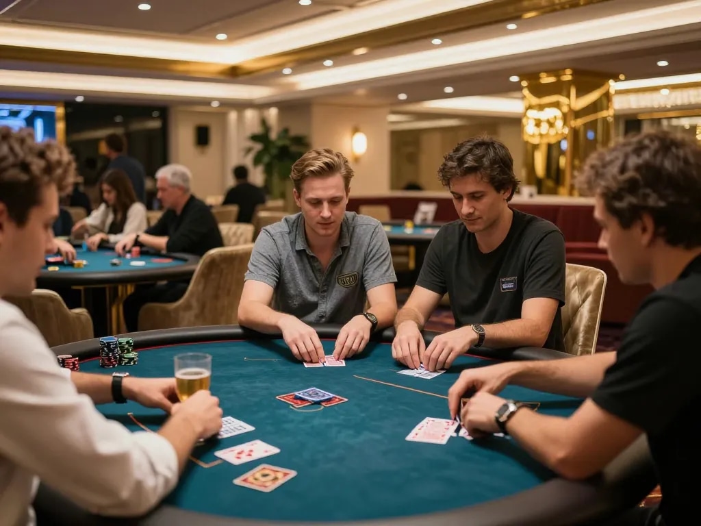 Experience high-stakes poker gameplay at NK88 in an upscale VIP setting with focused players and ambient luxury.