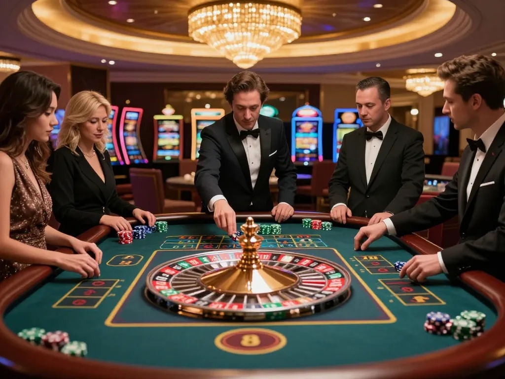 Players enjoying a roulette game at 789win casino, highlighting excitement and strategic betting