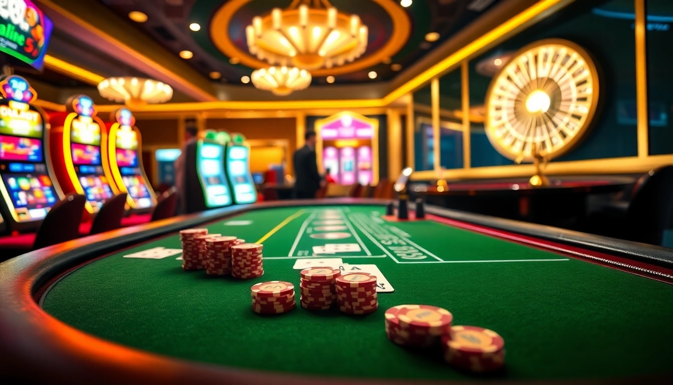 Experience high-stakes action at https://23win.cooking/ with players strategizing on a glamourous casino table.