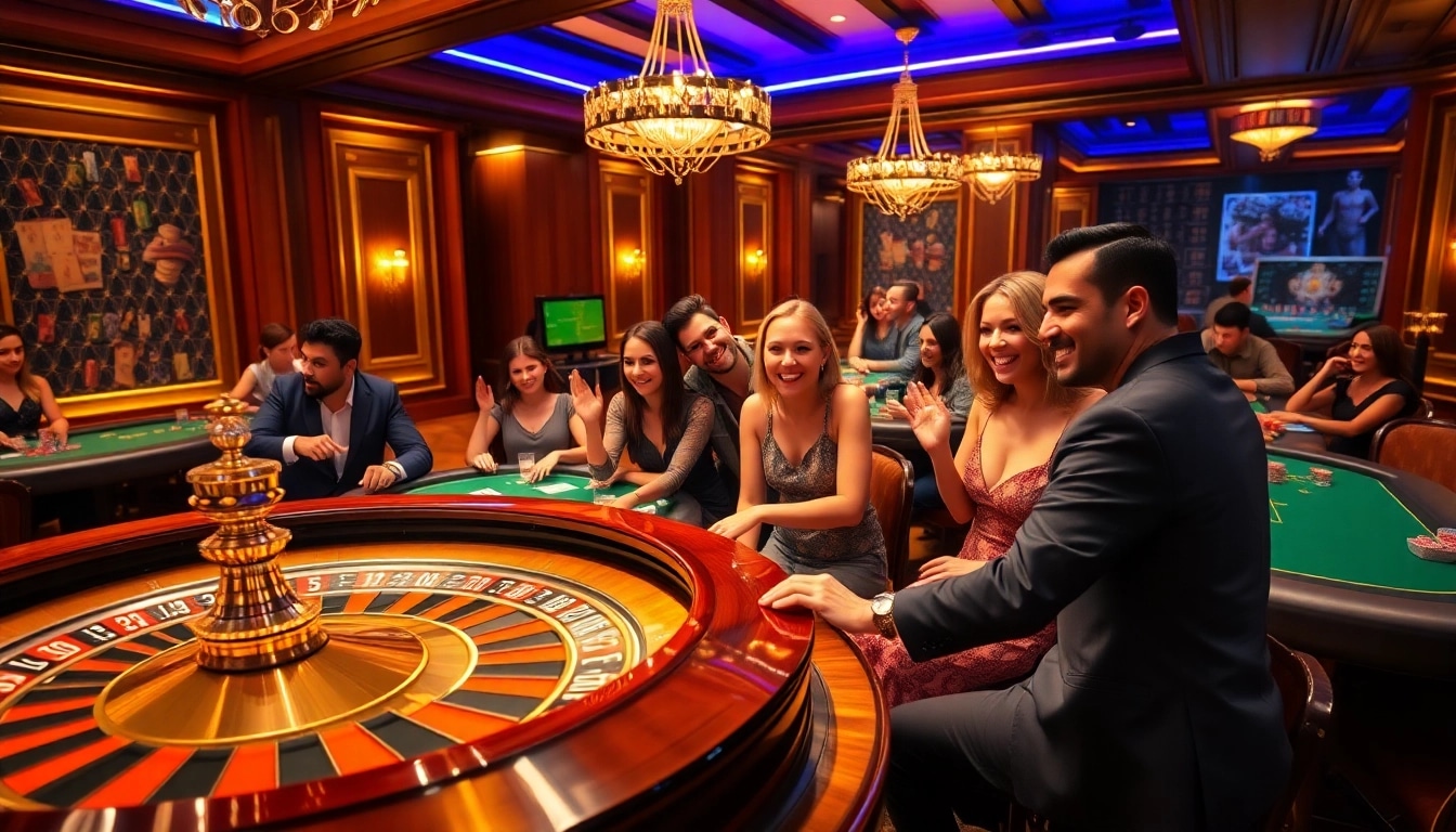 Engaged players enjoying roulette and poker at BL555 casino, exuding excitement