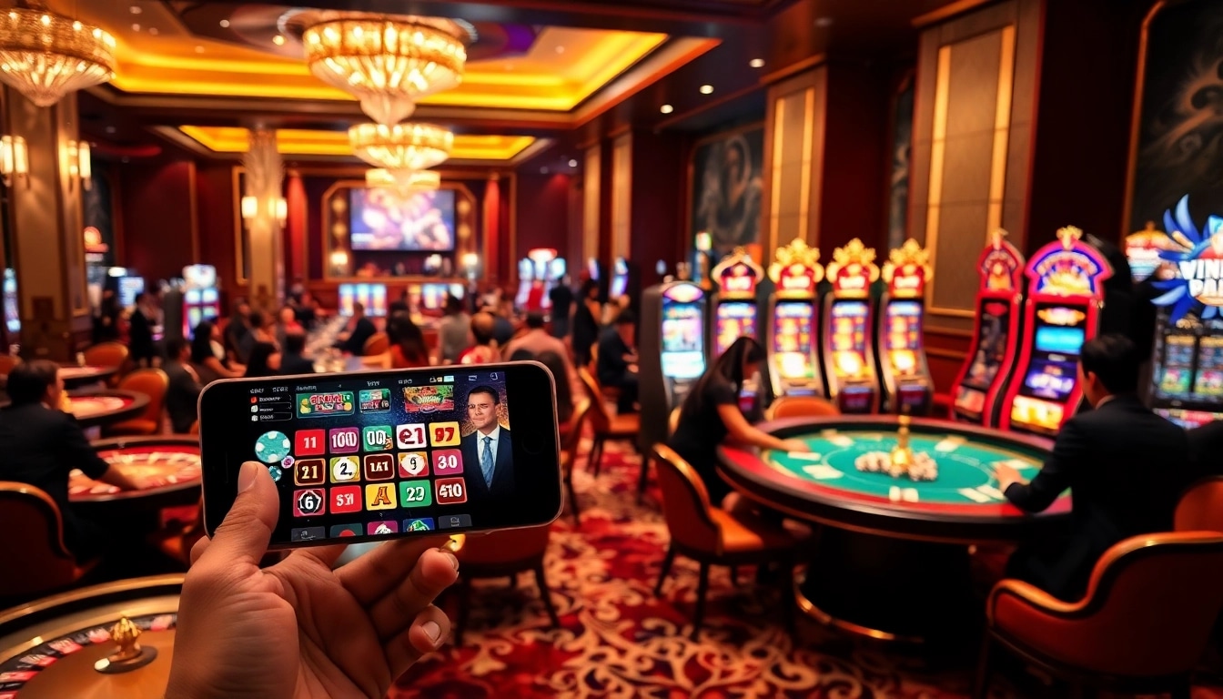 Gamblers spinning roulette and slots at win678 casino, combining luxury and excitement.