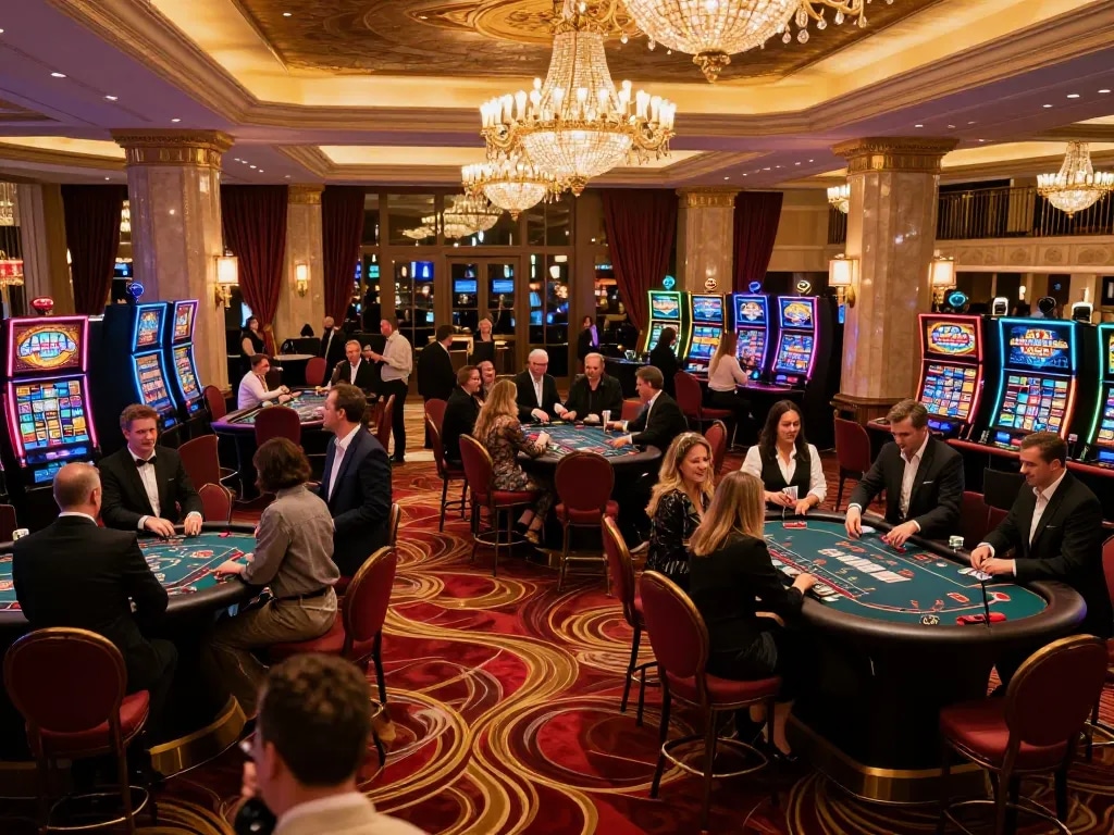 A festive atmosphere welcoming players to 789Club's elegant casino with engaging blackjack games.