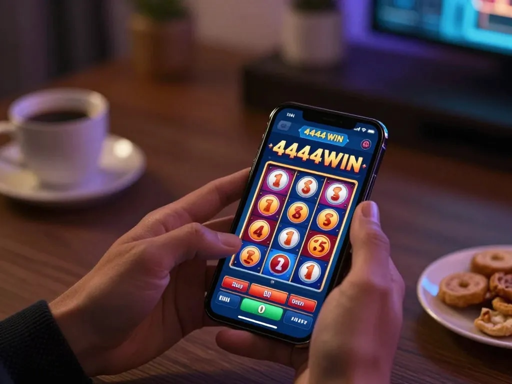 Engaging gameplay on 4444WIN app showcasing colorful slot reels and user experience.