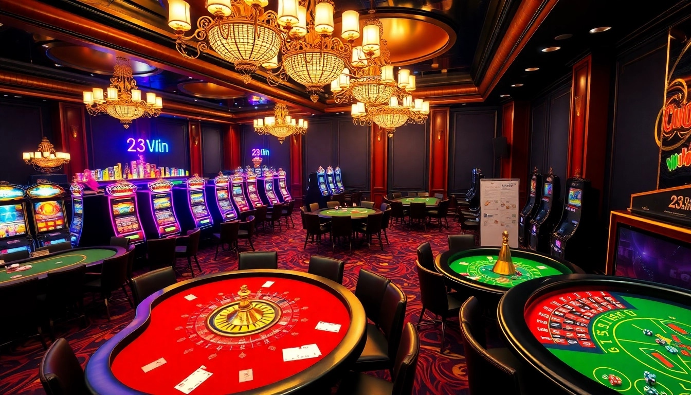 Experience the thrill of 23Win with vibrant gaming tables and dynamic casino atmosphere.