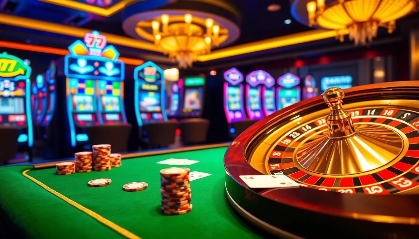 Experience the thrilling action at win79 club with vibrant casino games and luxury decor.
