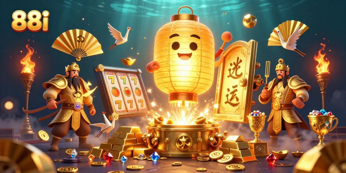 Experience the thrill of 88i slots with golden treasures and dynamic characters in a vibrant casino atmosphere.