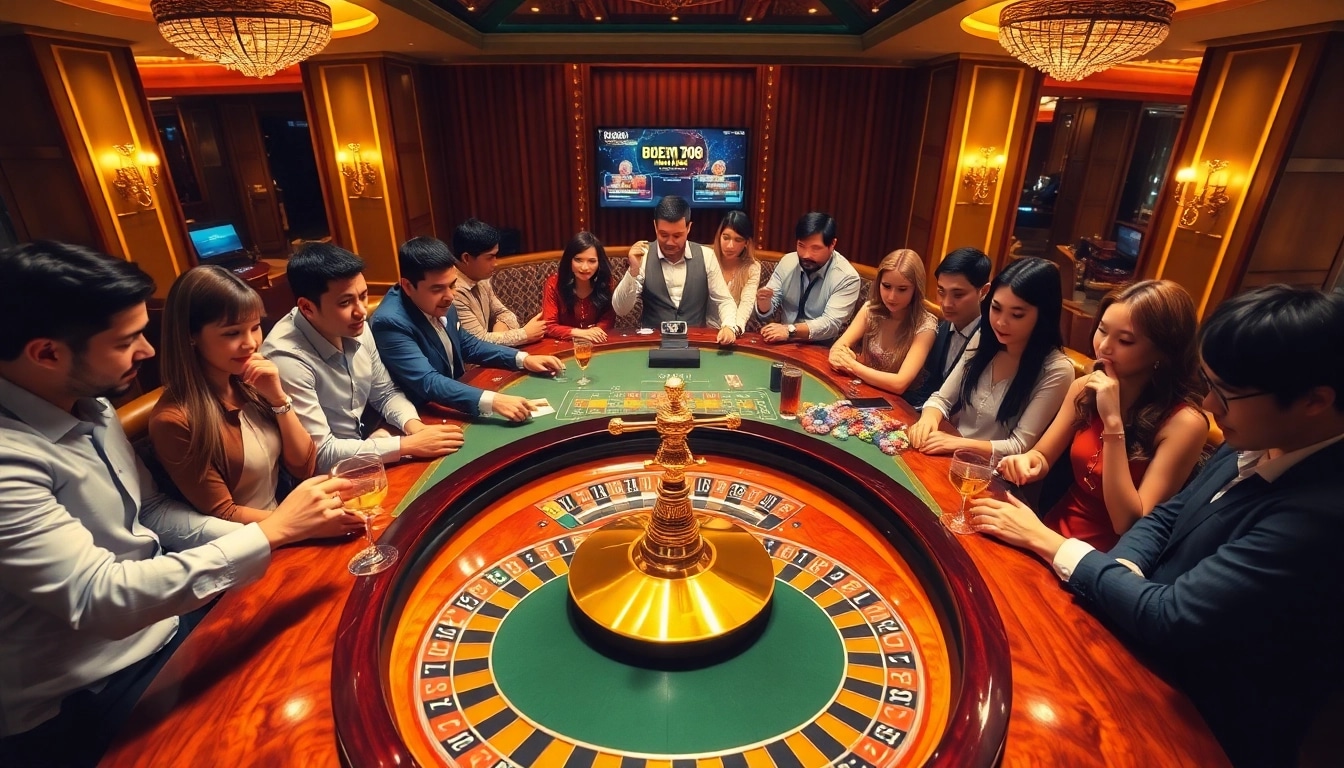 Experience excitement at the bem88 roulette table with colorful chips and diverse players.