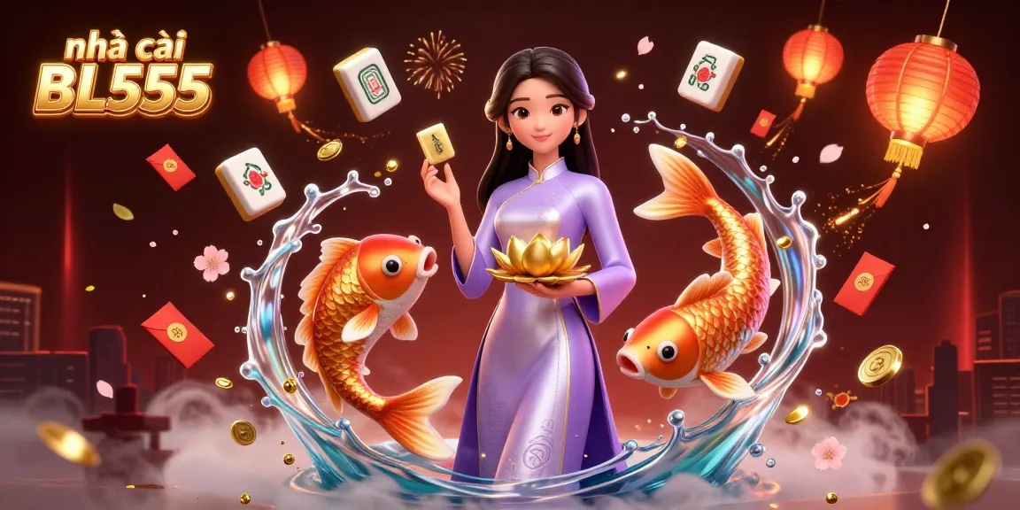 Experience the thrill at nhà cái BL555 with vibrant casino elements and an elegant Asian theme.