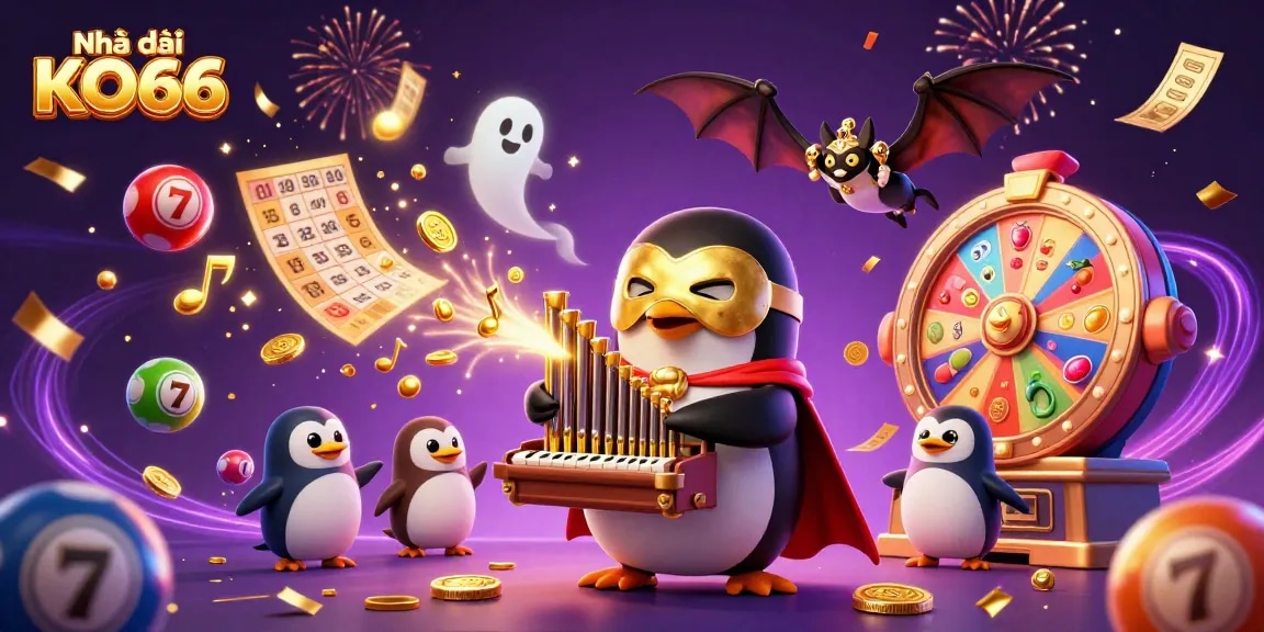 Experience thrilling excitement at Nhà cái KO66 with a vibrant 3D casino celebration scene.