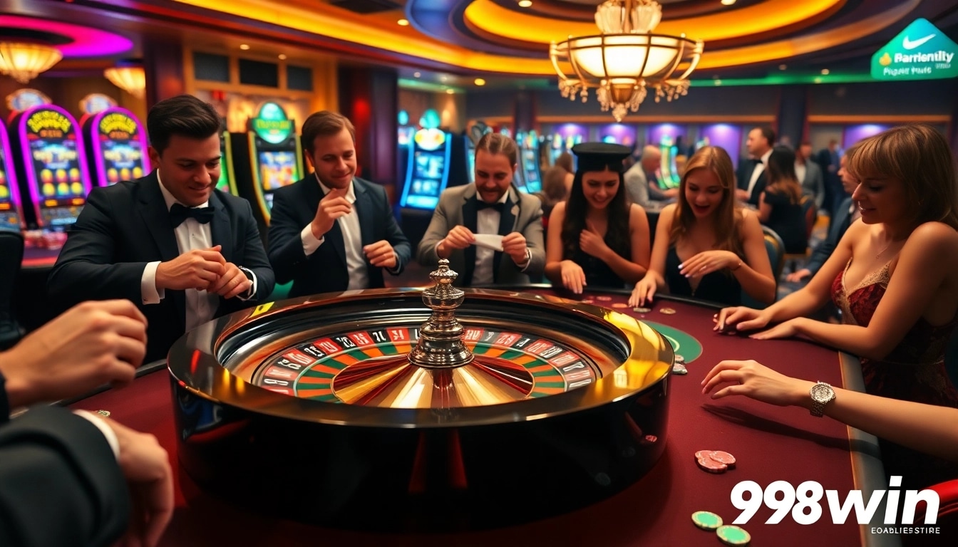 Experience the thrill of 98win with vibrant gambling action featuring roulette and poker.