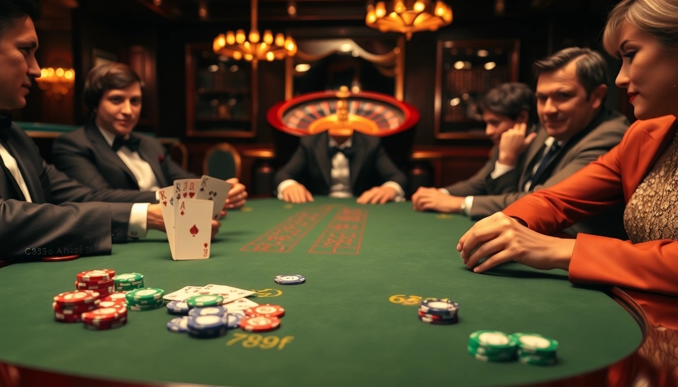 High-stakes poker game featuring 789f's vibrant casino scene with chips and playing cards.