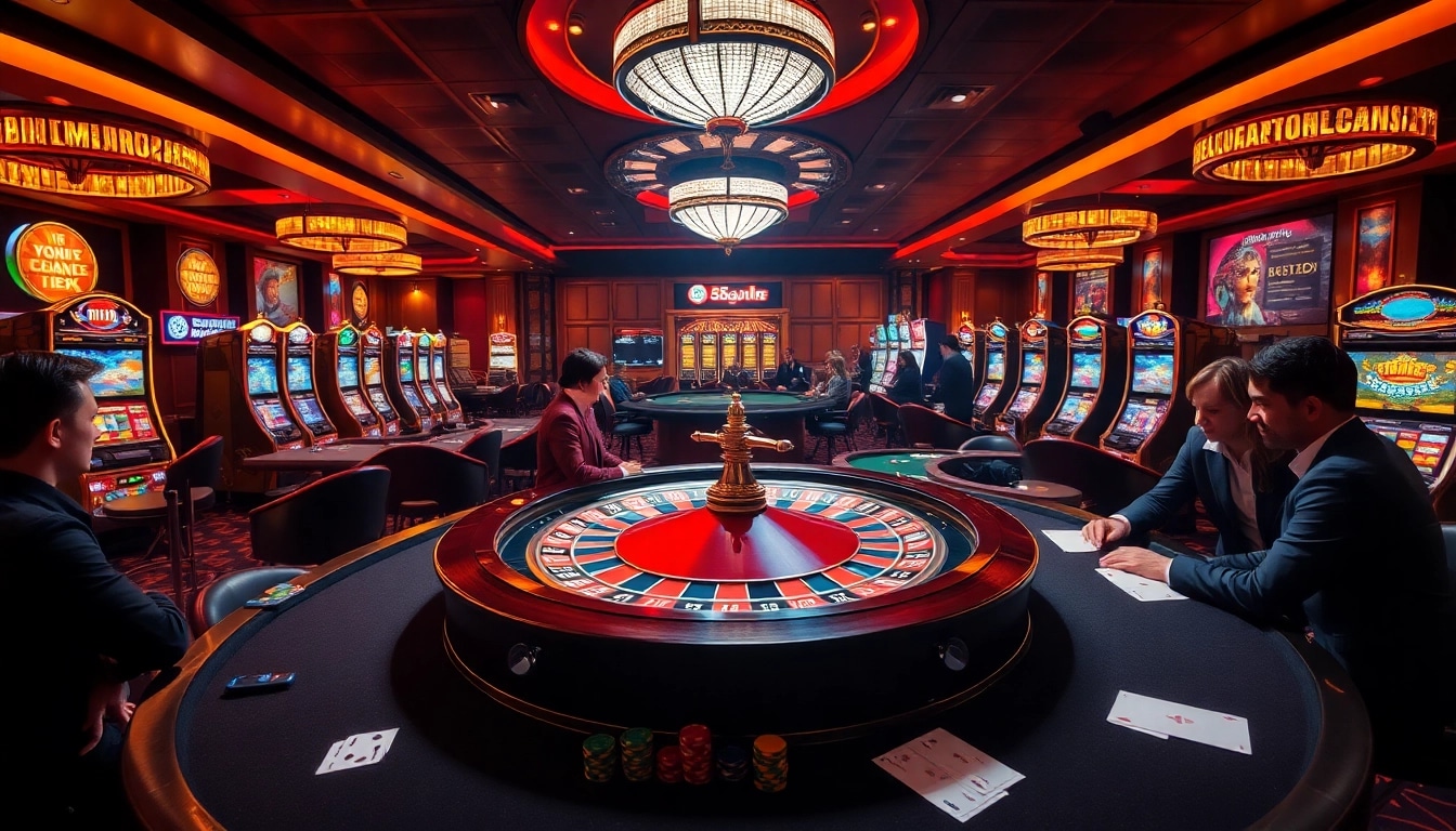 Experience excitement with 88CLB's vibrant casino scene featuring players engaged in thrilling gambling activities.