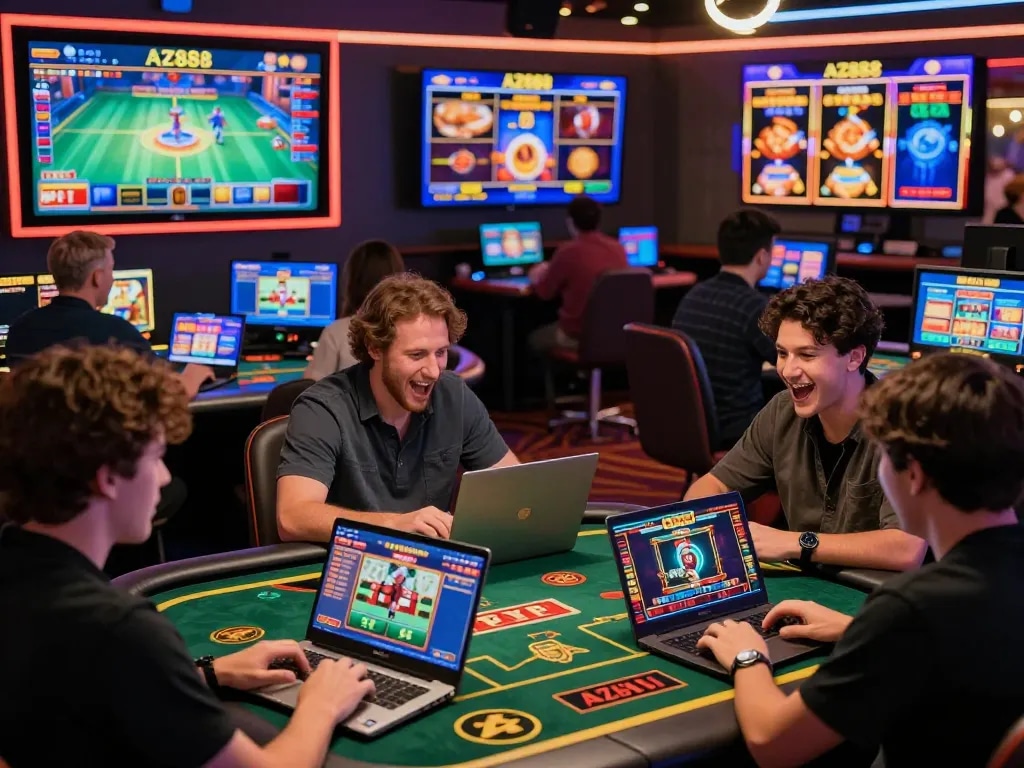 Engaged players enjoying diverse games on AZ888’s dynamic online gambling platform.