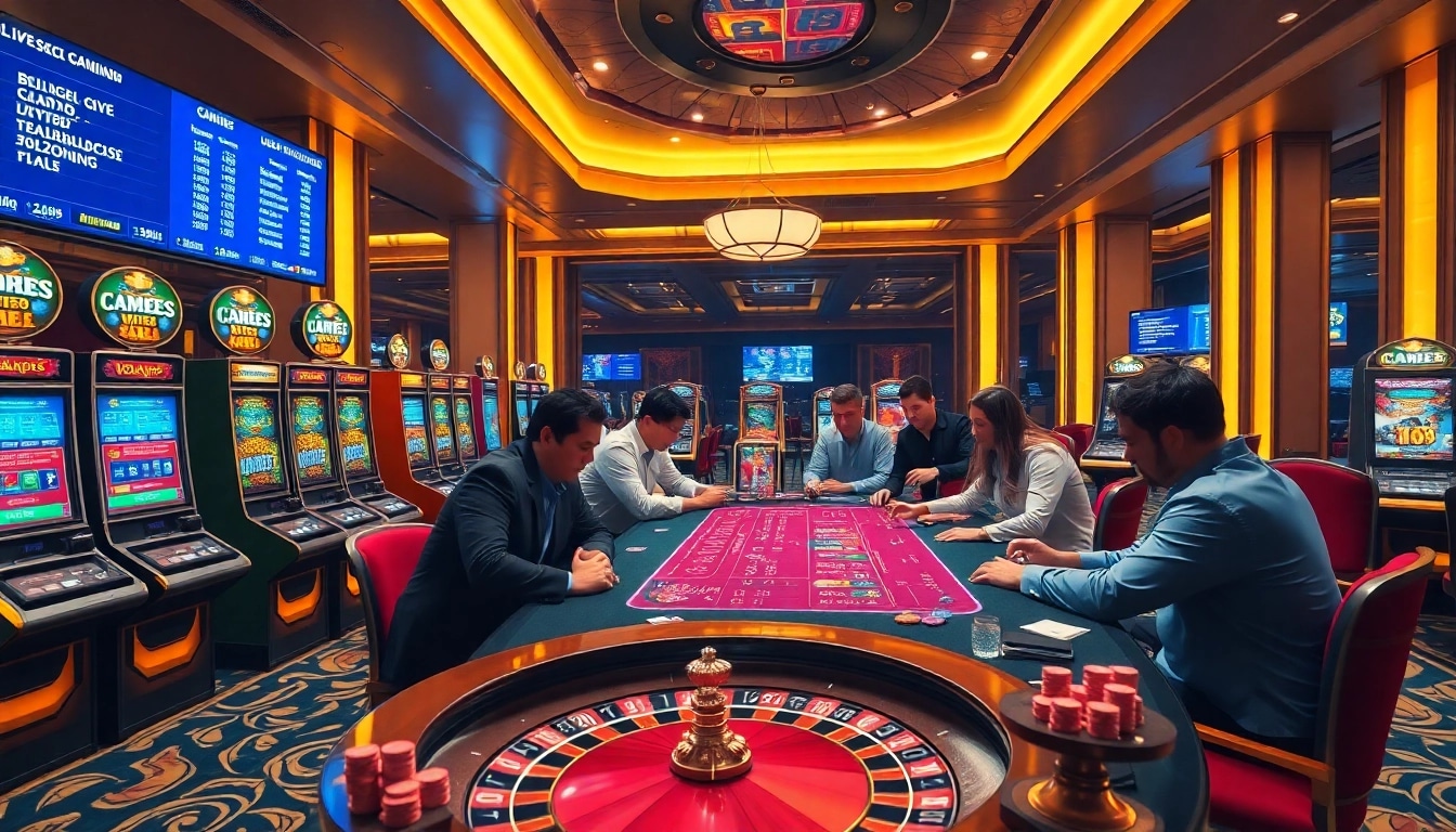 Experience link vào ww88 with vibrant casino gameplay showcasing poker tables and bustling slot machines.
