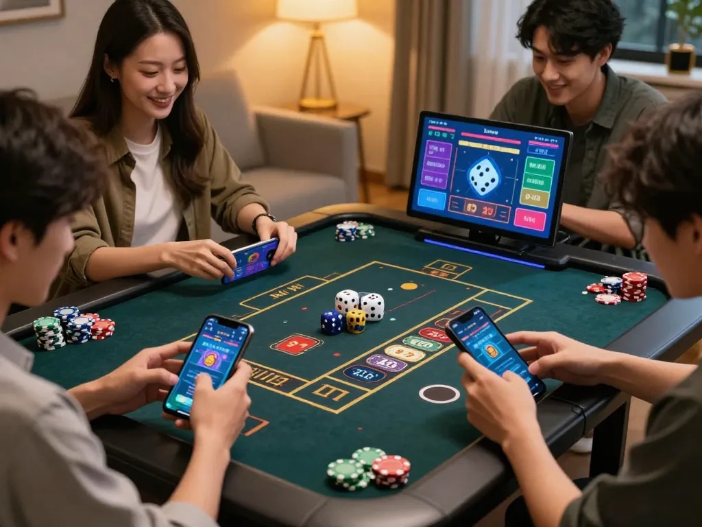 Tài xỉu online game interface with players engaged in thrilling action at home.