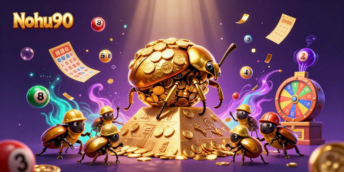 Nohu90 offers thrilling jackpot adventures with vibrant casino elements and golden beetles in action