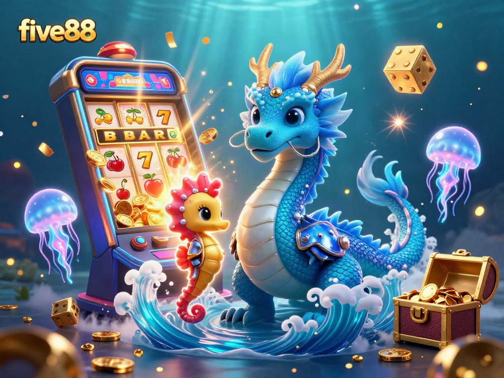 Experience thrilling slots at five88 with dynamic scenes of vibrant casino action featuring exciting game elements.
