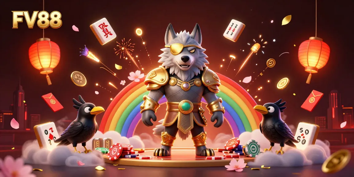 Experience thrilling gaming action at FV88 with a vibrant Norse-themed casino illustration.