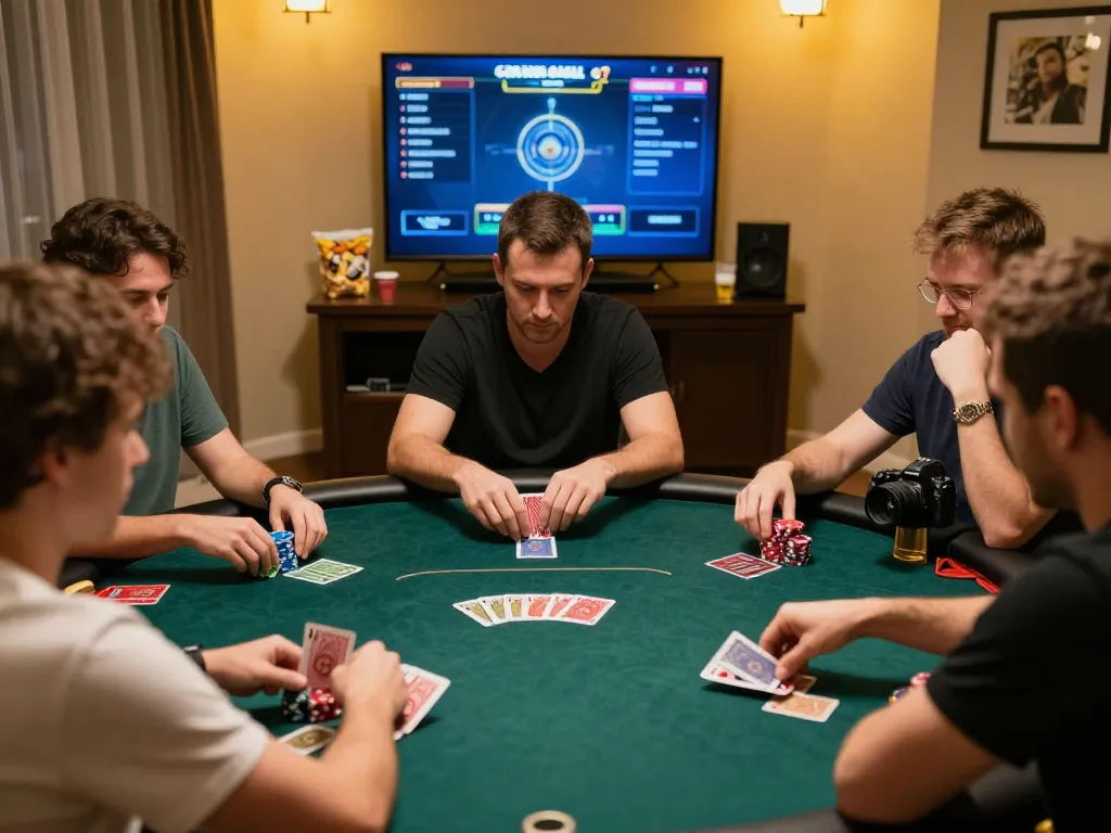 SC88 online poker game with players in action, showcasing strategic gameplay and home gaming setup.