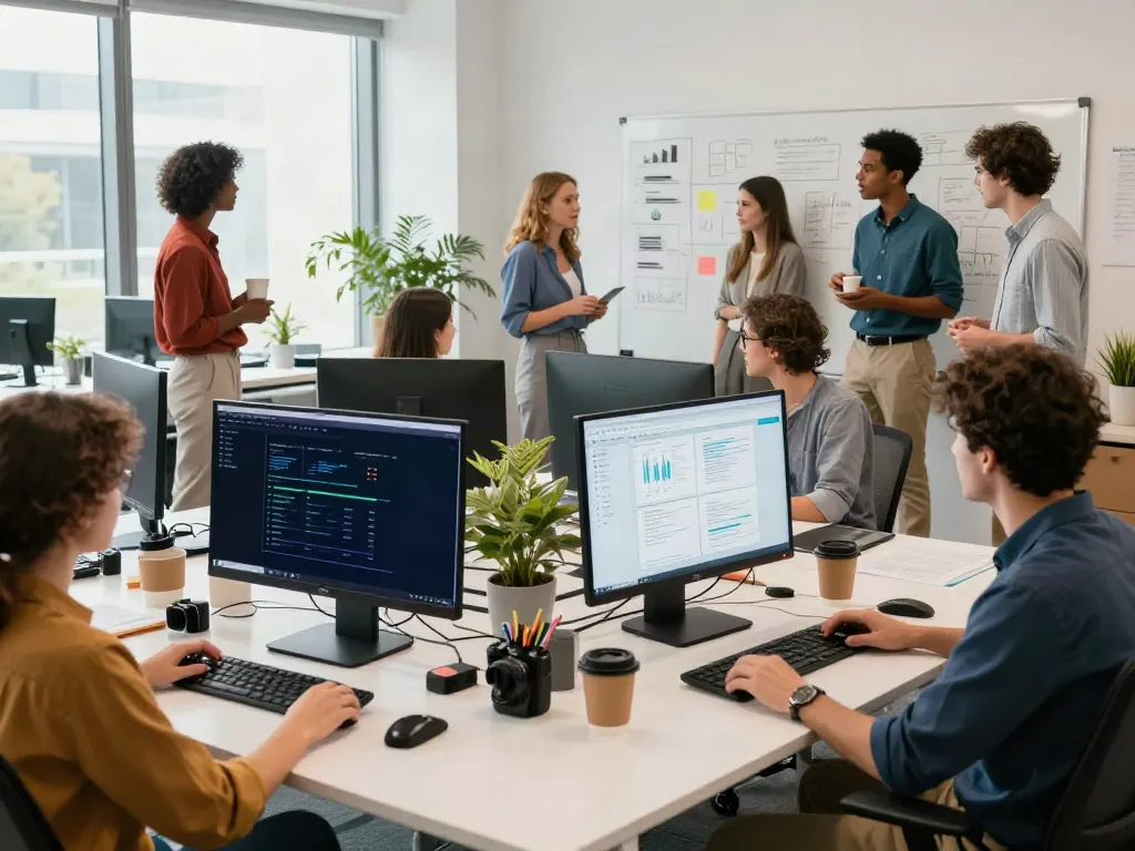 Click here! to explore vibrant digital marketing strategies in an innovative office.
