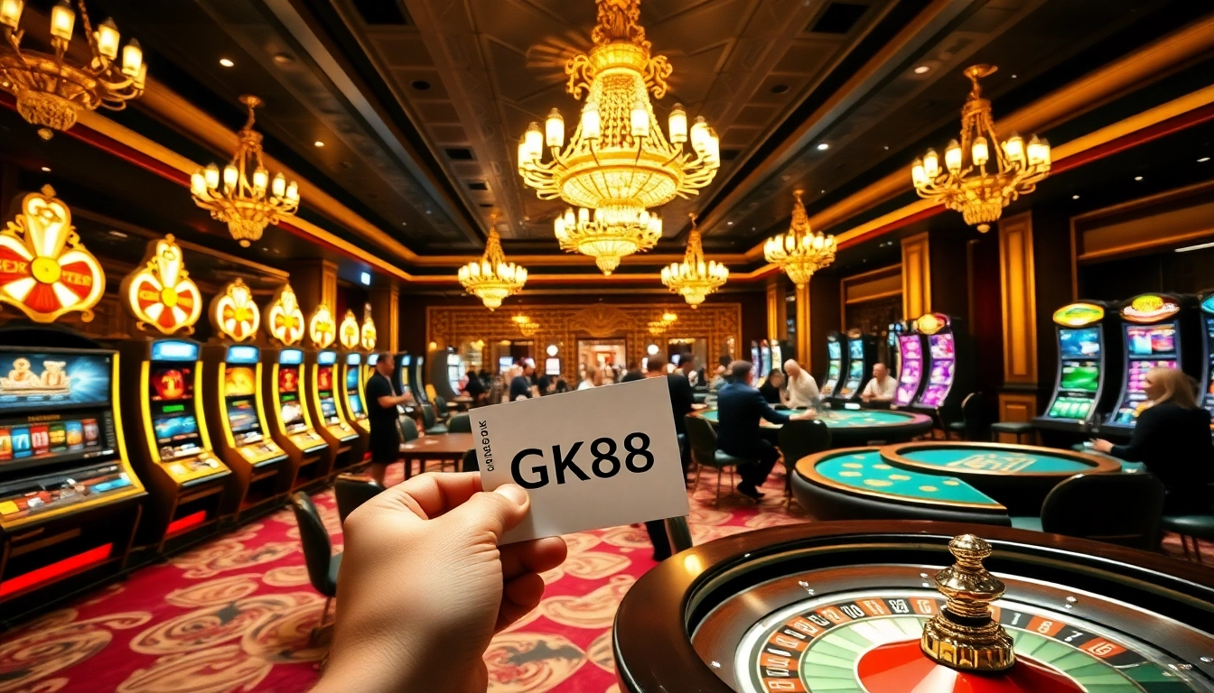 Experience the thrill of gambling at GK88 with luxurious casino gaming elements.