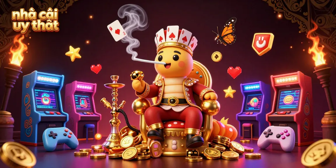 Experience top nhà cái uy tín with vibrant games and dynamic rewards in this casino-themed illustration.