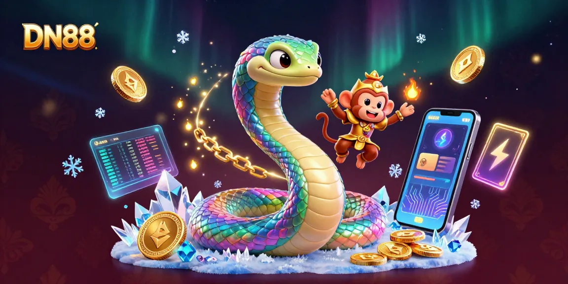 Engage with DN88's vibrant casino world featuring dynamic characters and crypto elements.