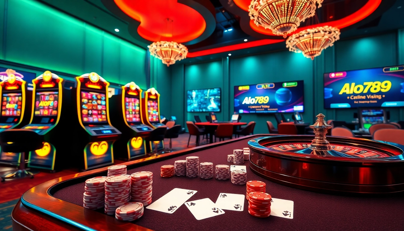 Alo789 players engaging in a vibrant online casino scene with exciting gameplay elements.