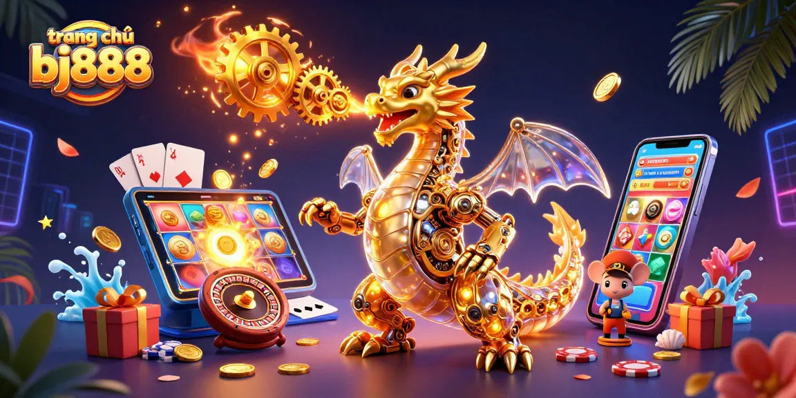 Experience vibrant games and immersive features with trang chủ bj888 in this dynamic illustration.