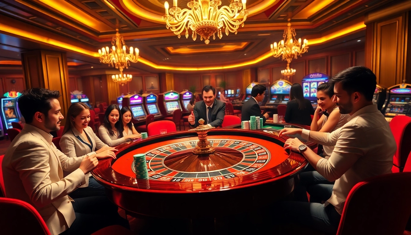 Players enjoying roulette at a vibrant table inspired by https://uu88.casa/, reflecting luxury and excitement in gambling.