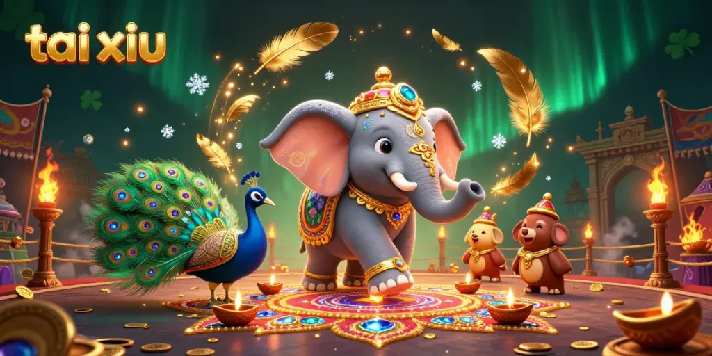 Engage in the excitement of tai xiu with a vibrant and colorful 3D illustration showcasing players and celebrations.
