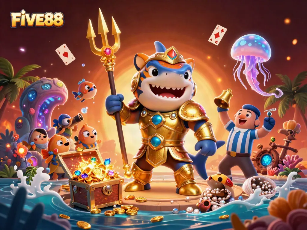 Engage with FIVE88 in an exciting underwater casino filled with treasures and vibrant action.