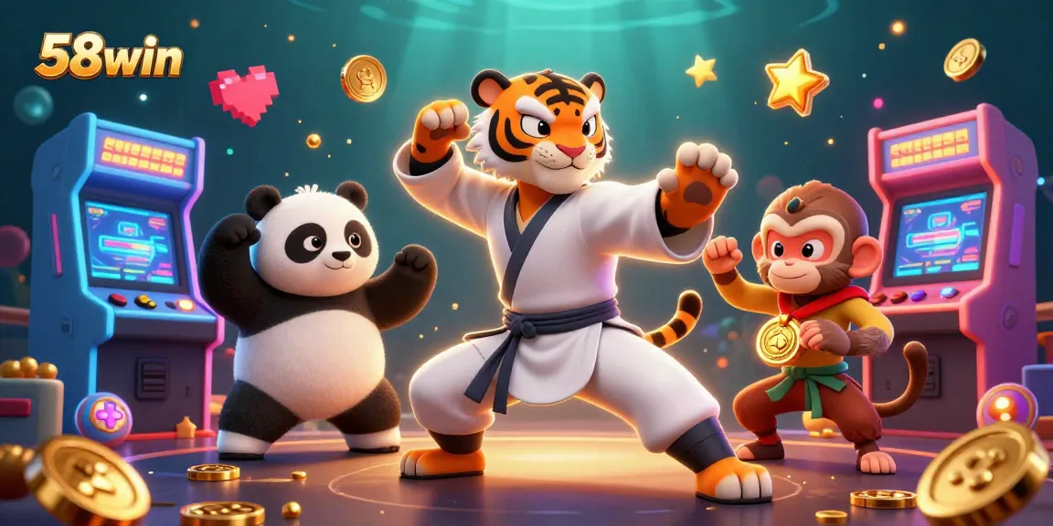 Engage in thrilling gaming experiences with the vibrant 58win casino scene featuring lively characters and dynamic elements.