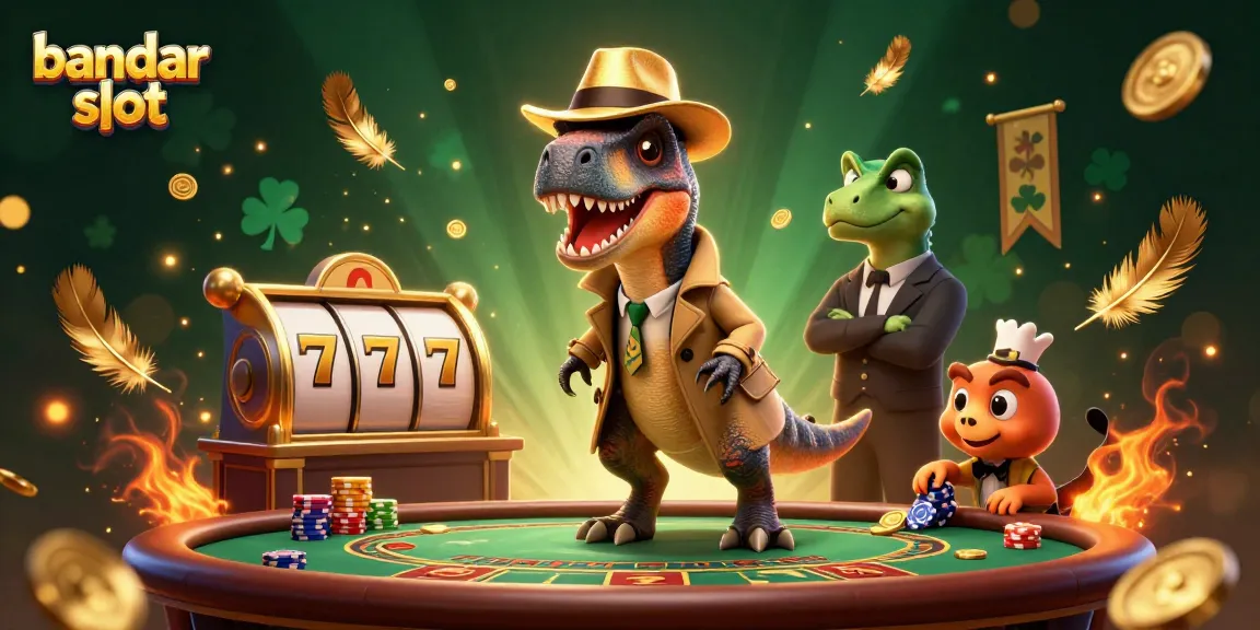 Experience the excitement of bandar slot with a dynamic casino scene featuring animated characters and slot elements.