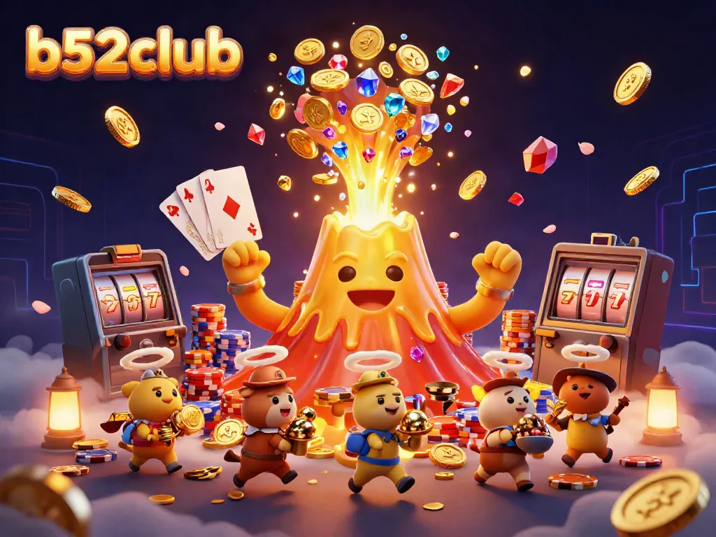 Win big with b52club at the magical volcano of treasures erupting with coins and gems.