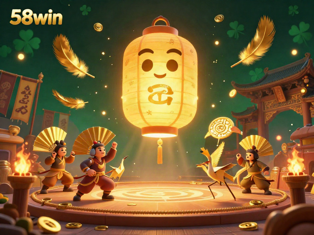 Engage in thrilling gameplay at 58win, showcasing a vibrant casino atmosphere with captivating characters and golden symbols.