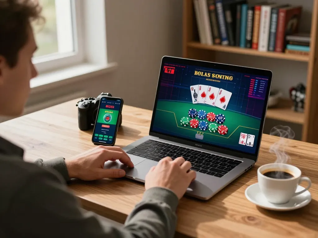 Player enjoying a live blackjack game on BL555's online casino, displaying excitement and strategic gameplay.
