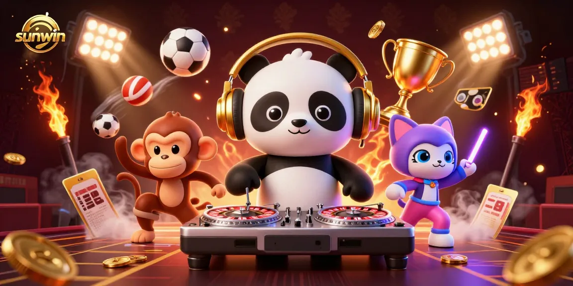 Experience exciting gameplay at sunwin with animated characters and casino elements.