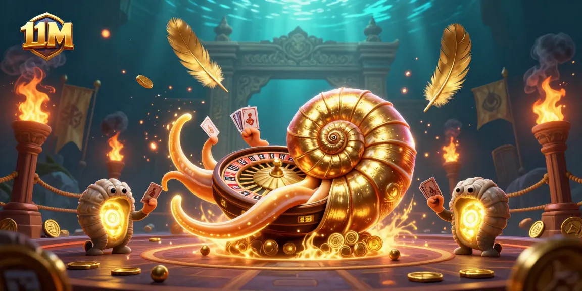 Engage in thrilling casino gameplay with 11M, featuring a nautilus roulette wheel and glowing companions.