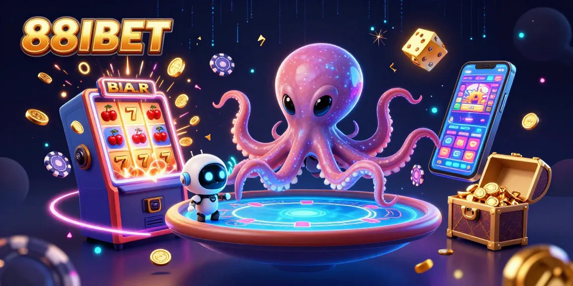 Experience the thrill of 88IBET with a vibrant alien casino scene showcasing holographic poker gameplay.