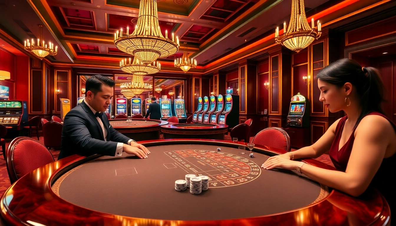 Players enjoying a thrilling game at PG66 casino, featuring live dealers and vibrant gaming tables.