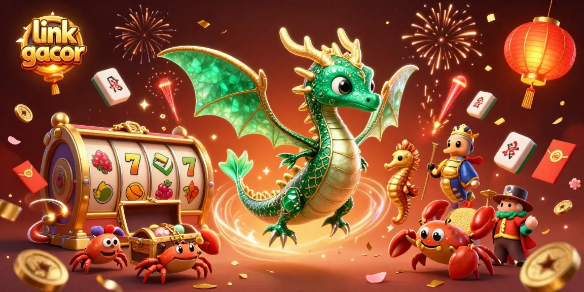 Experience the excitement of link slot gacor with vibrant slot reels and celebratory elements.