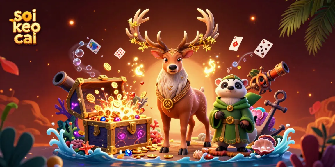 Experience the excitement of soi keo nha cai with vibrant characters and floating gaming elements in a magical setting.
