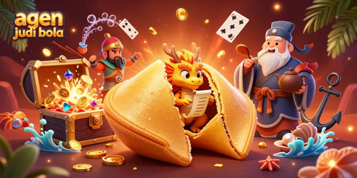 Agen judi bola players winning with strategic bets on a fantasy 3D illustration filled with gold and treasures.