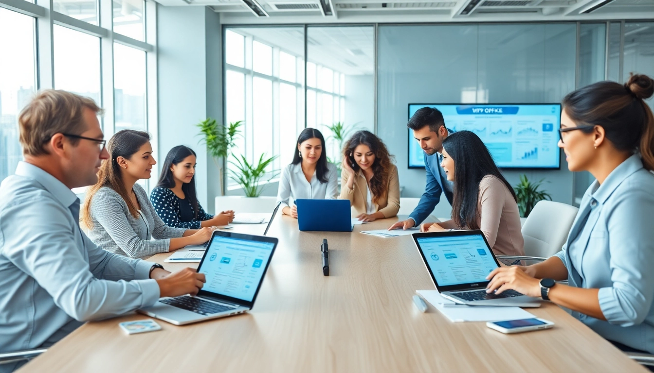Collaborative workspace with professionals using wps下载 for efficient document editing.