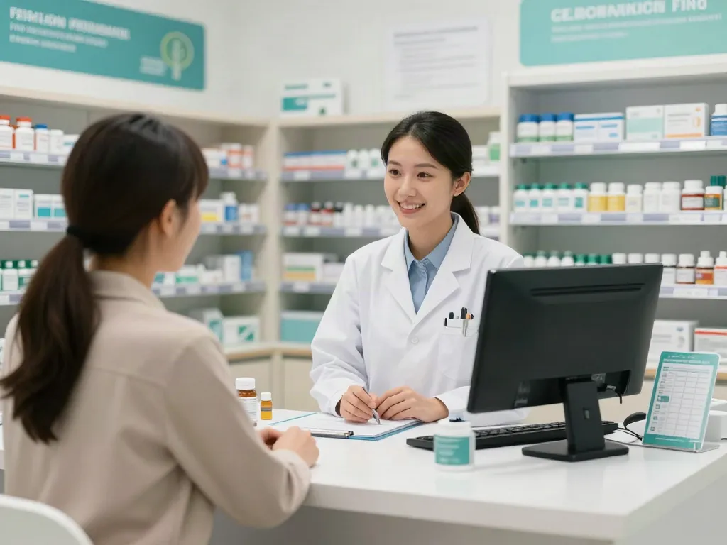 Professional consultation at a modern pharmacy, focusing on 'I feel terrible coming off omeprazole' in a supportive healthcare environment.