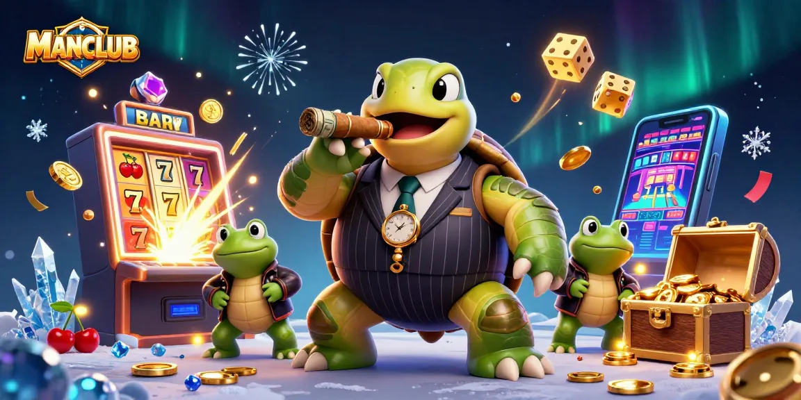 Experience the thrill of MANCLUB where the snapping turtle stars in a vibrant casino scene.