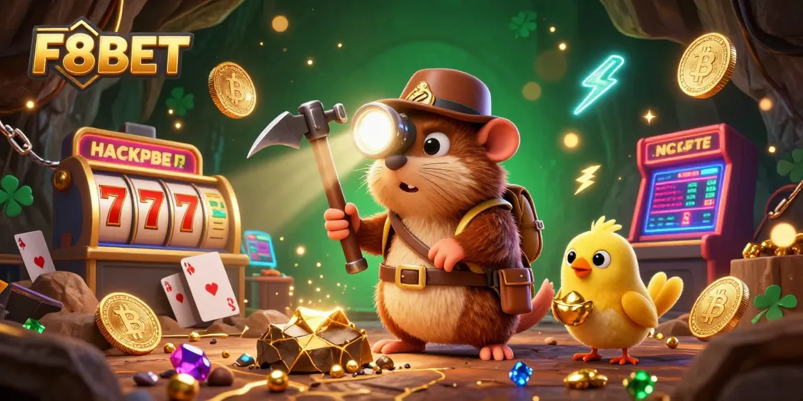 Engage with F8BET's captivating casino-themed adventure with vibrant characters and sparkling gaming elements.